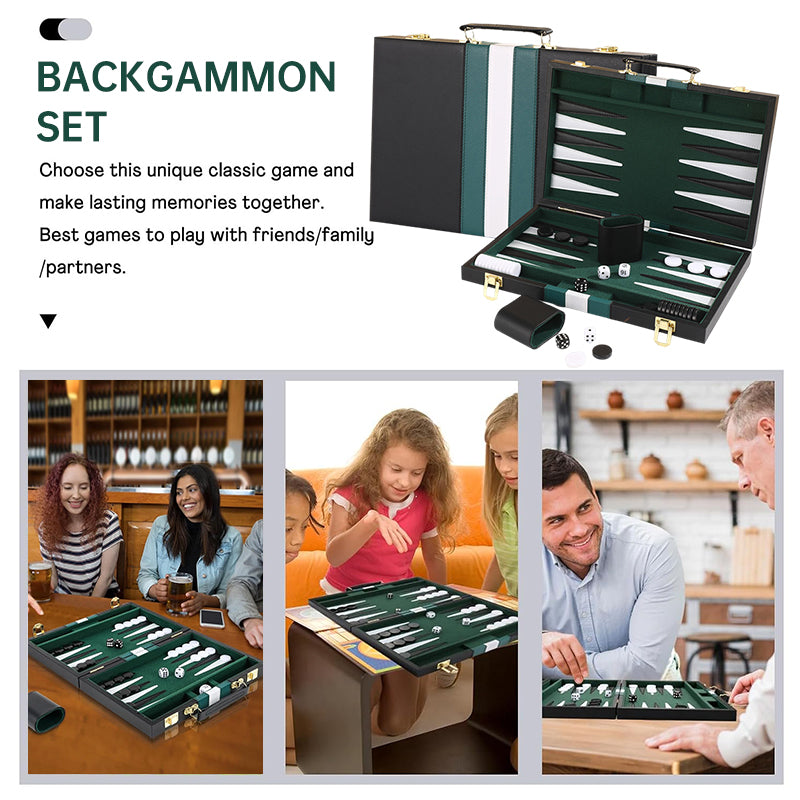 Roll-Up Leather Backgammon Set – Portable Travel Board Game for Outdoor & Family, Practical Folding Case