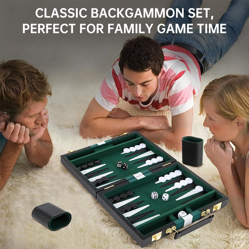 Roll-Up Leather Backgammon Set – Portable Travel Board Game for Outdoor & Family, Practical Folding Case