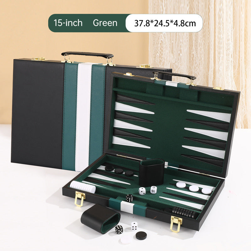 Roll-Up Leather Backgammon Set – Portable Travel Board Game for Outdoor & Family, Practical Folding Case