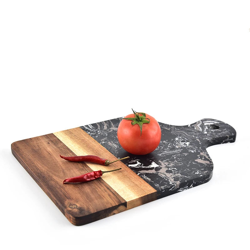 Marble and Acacia Wood Kitchen Chopping Board Non Slip Cutting Blocks Fruit Cheese Tools Knife Accessories Steak Pizza Tray