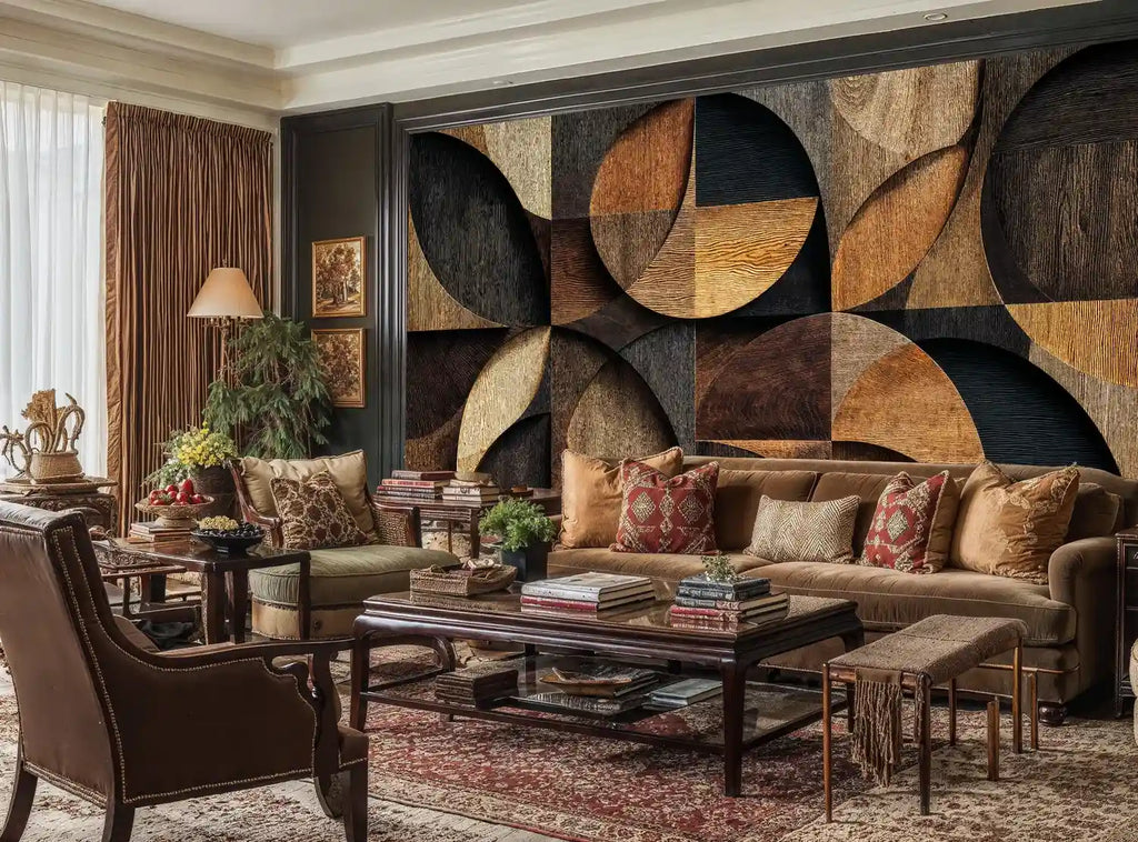 Geometric Wood Grain Wall Mural