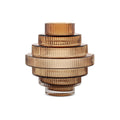 Ribbed Layered Wide Glass Vase-Medium-Amber