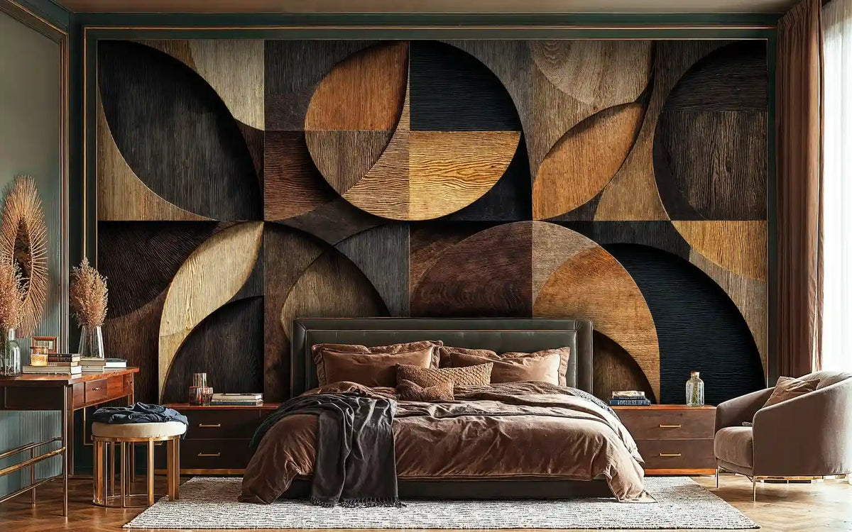 Geometric Wood Grain Wall Mural